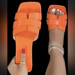 Orange Flat Slippers Burnt Orange